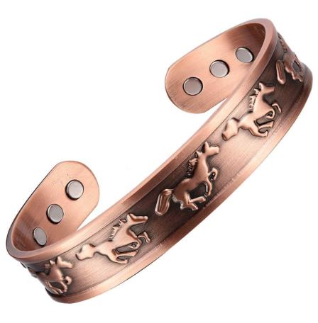 Racing Horse Copper Bangle Bracelet with Magnets, Magnetic Bracelets for Men & Women #Copper-B552
