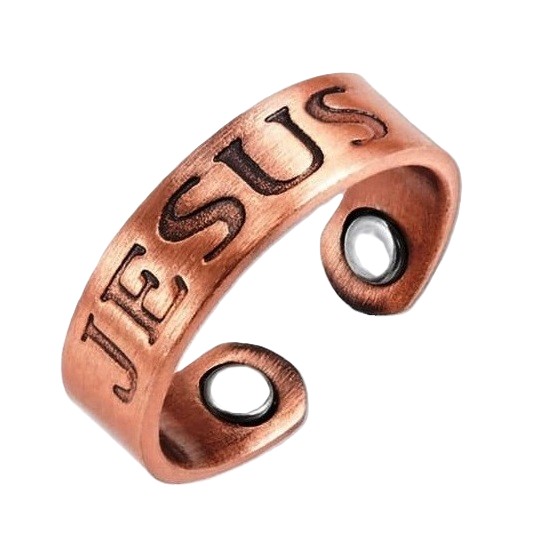 JESUS Copper Magnetic Therapy Ring Pure Copper Adjustable Wellness Jewelry #R00011
