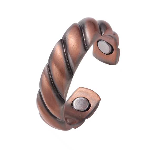 Twisted Magnetic Therapy Copper Ring Pure Copper Adjustable Wellness Jewelry #R00014
