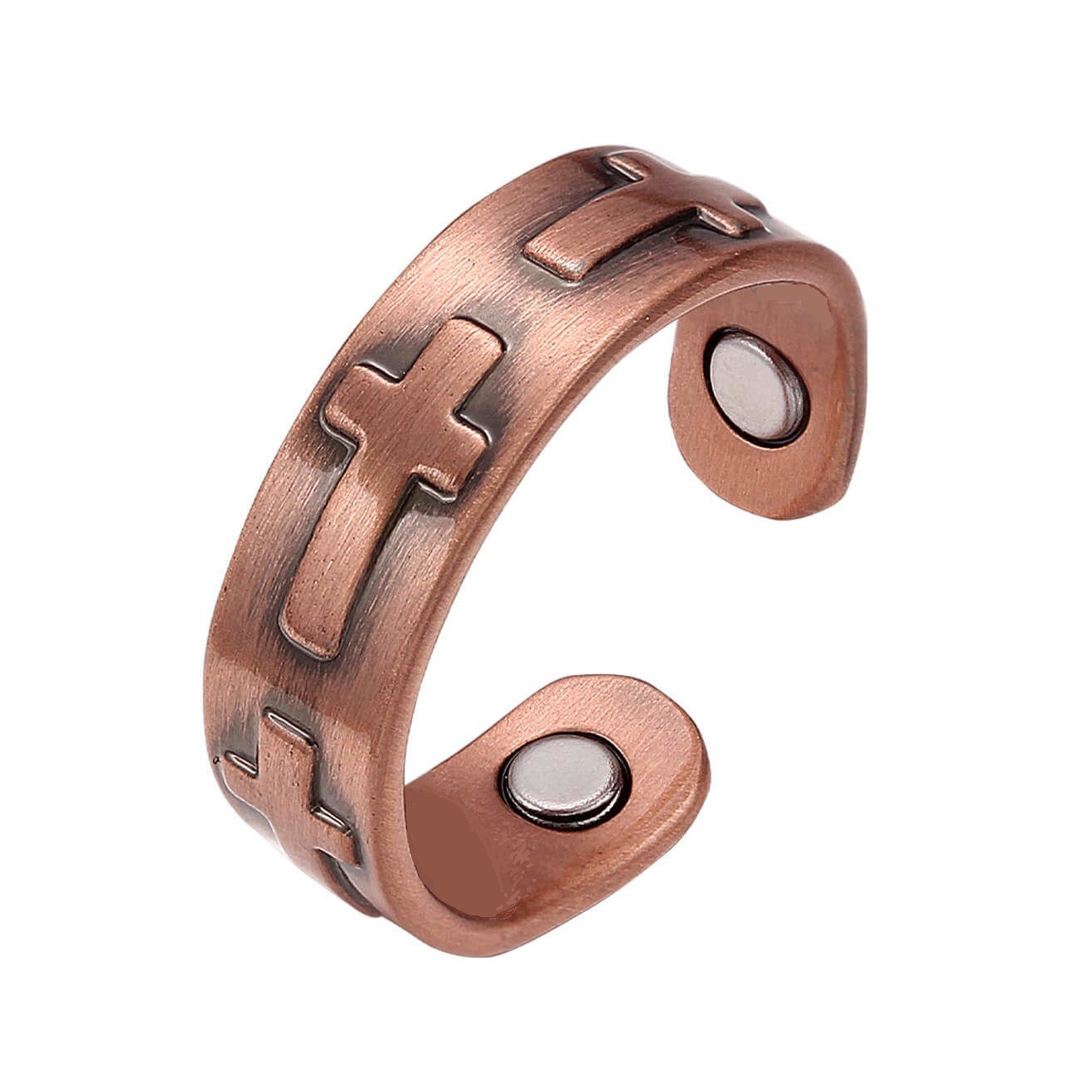 Cross Copper Magnetic Ring – Adjustable Pure Copper Band Wellness Jewelry #R00016