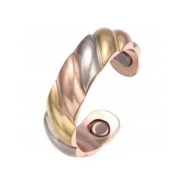 Twisted Magnetic Copper Cuff Ring – Adjustable Tricolor Band #R0220