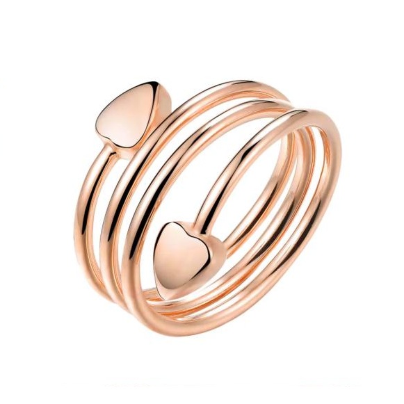 Rose Color Heart Magnetic Copper Ring for Women - Adjustable Triple Band #R0223
