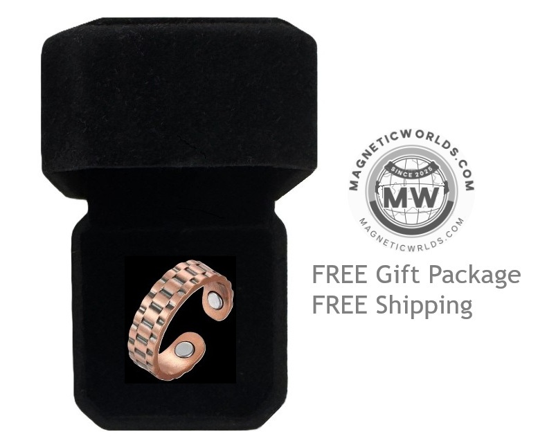 Wide Chain Magnetic Copper Ring Band for Men & Women - Adjustable Jewelry Style #R00225