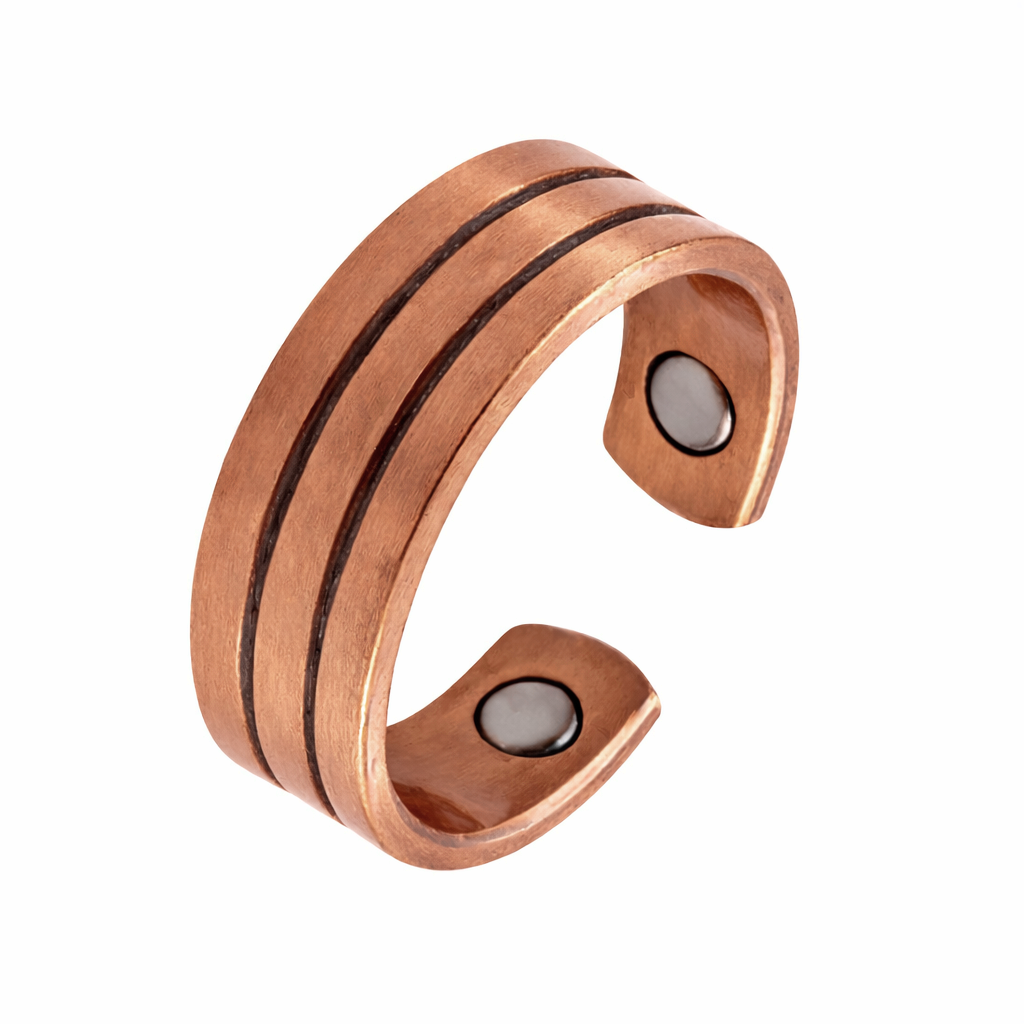 Double Groove Pure Copper Magnetic Ring for Men & Women - Adjustable Jewelry Style #R00230