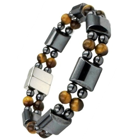 Tiger-eye Double Line Hematite Magnetic Bracelet for Men and Women #MHB212