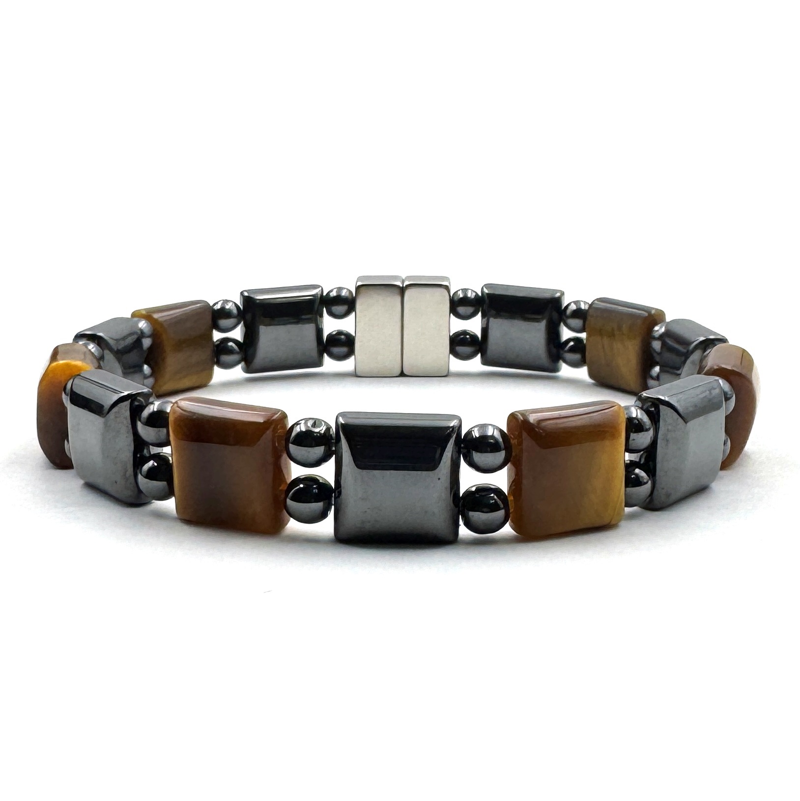 Double Line Tiger Eye Magnetic Bracelet Stone Bracelets for Men and Women #MHB202