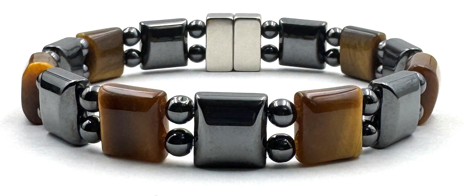 Double Line Tiger Eye Magnetic Bracelet Stone Bracelets for Men and Women #MHB202