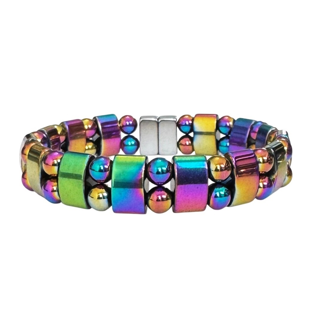 Double Line Rainbow Magnetic Bracelet Iridescent Bracelets for Women #MHB203
