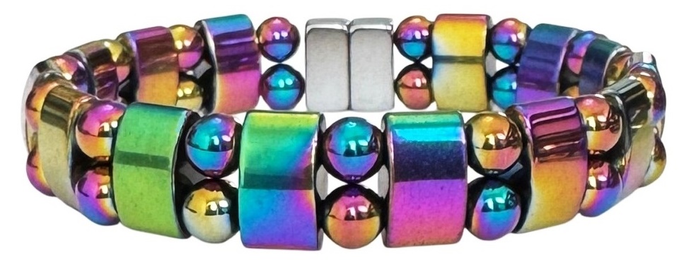 Double Line Rainbow Magnetic Bracelet Iridescent Bracelets for Women #MHB203