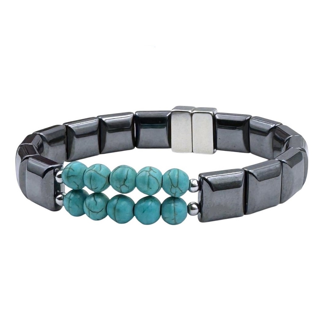 Double Line Turquoise Magnetic Bracelet Turquoise Bracelets for Men and Women #MHB205