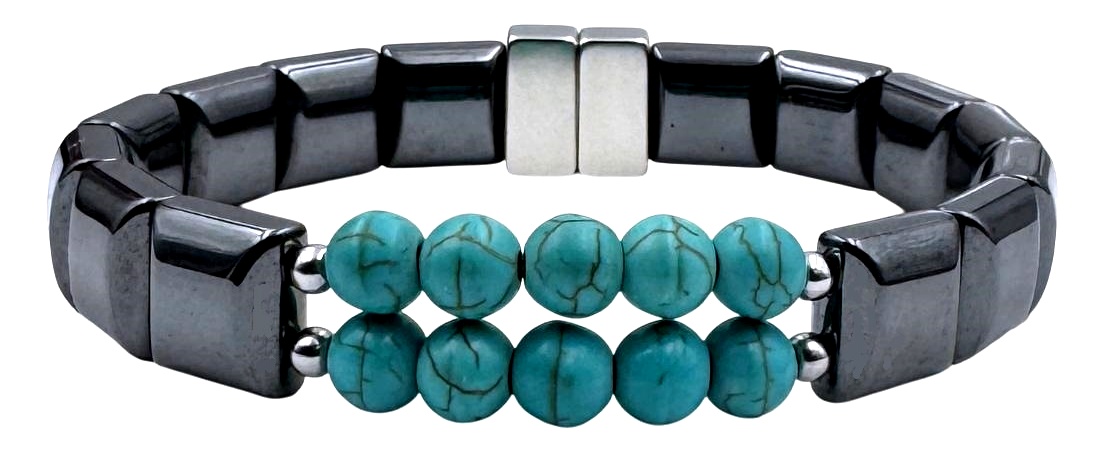 Double Line Turquoise Magnetic Bracelet Turquoise Bracelets for Men and Women #MHB205