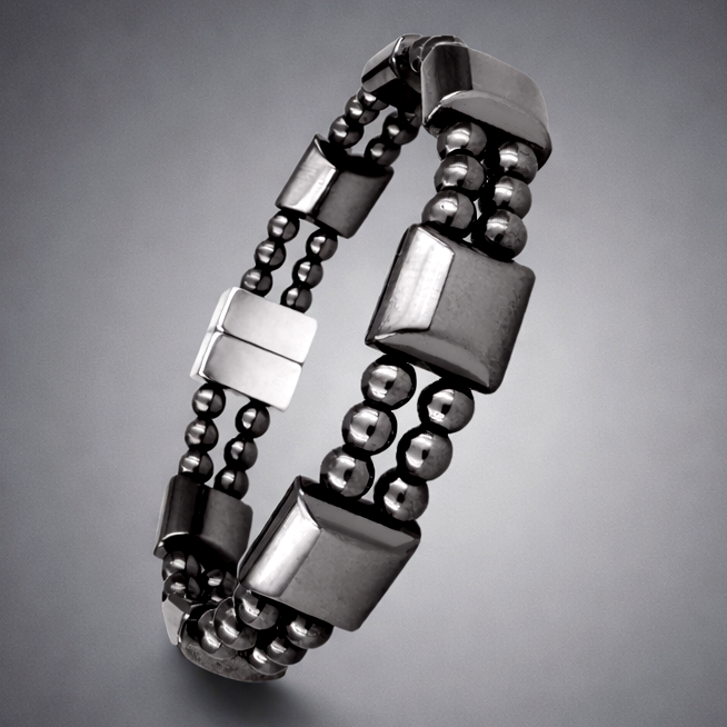 Two Line Hematite Magnetic Bracelet for Couple Men and Women #MHB206