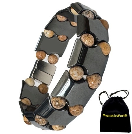 Leopard Skin Hematite Magnetic Bracelet for Men & Women – Double Line Design #MHB209