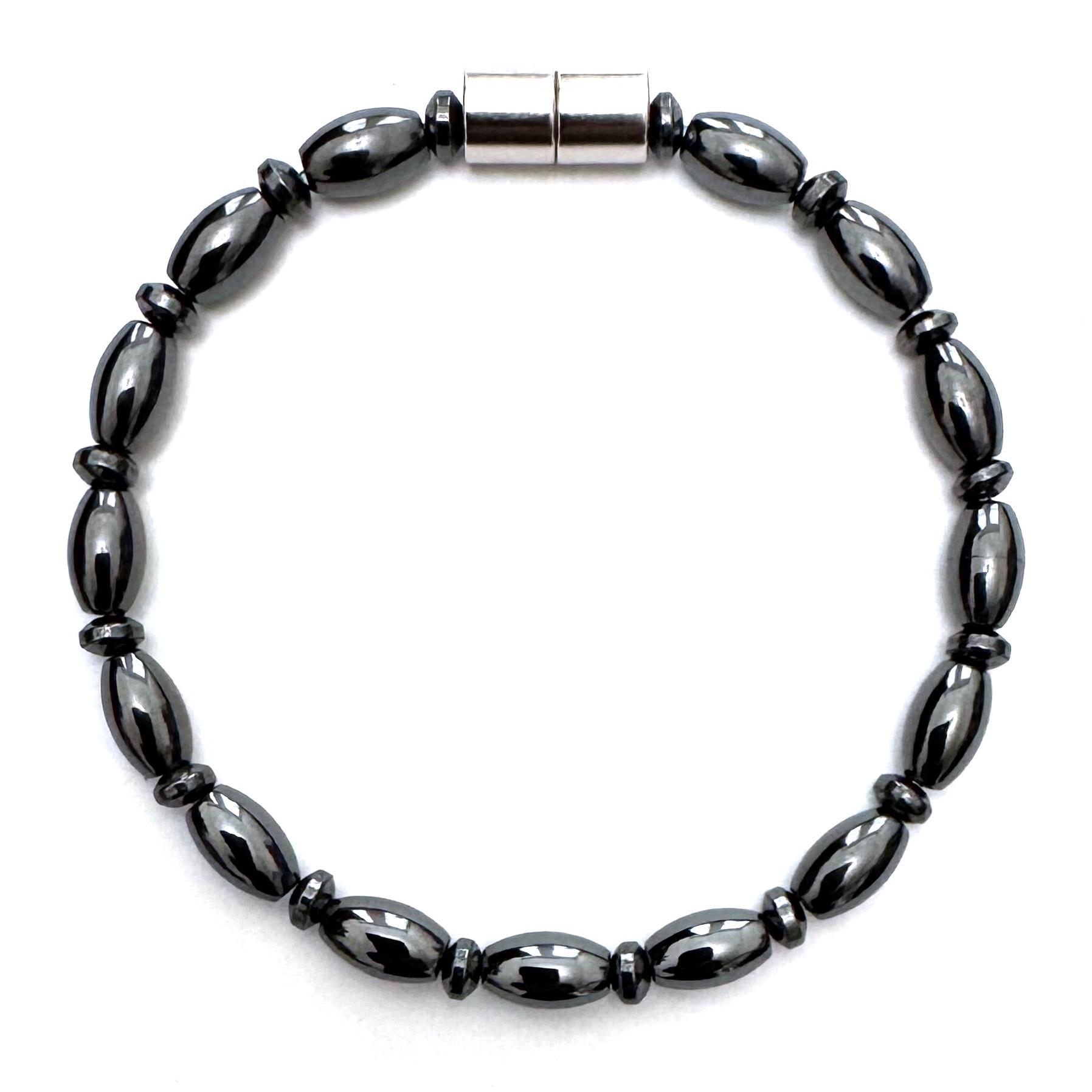 Little Oval and Rondelle Hematite Beaded Magnetic Bracelet #MHB426