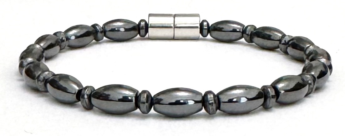 Little Oval and Rondelle Hematite Beaded Magnetic Bracelet #MHB426