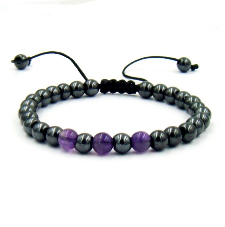 6mm Amethyst Adjustable Magnetic Bracelet for Men and Women #MHB500AM