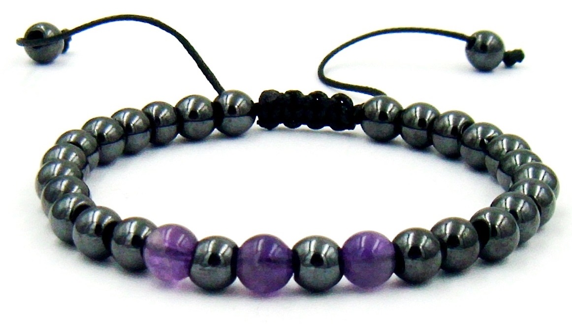 6mm Amethyst Adjustable Magnetic Bracelet for Men and Women #MHB500AM