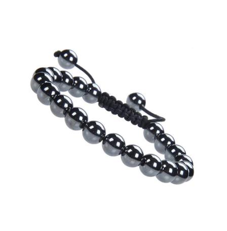 6mm All Hematite Adjustable Magnetic Bracelet for Men and Women #MHB500HM