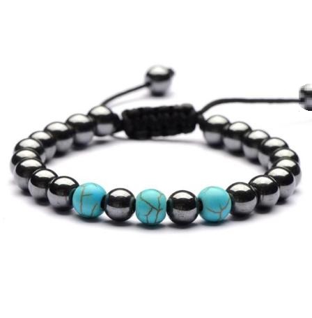 6mm Turquoise Adjustable Magnetic Bracelet for Men and Women #MHB500TQ
