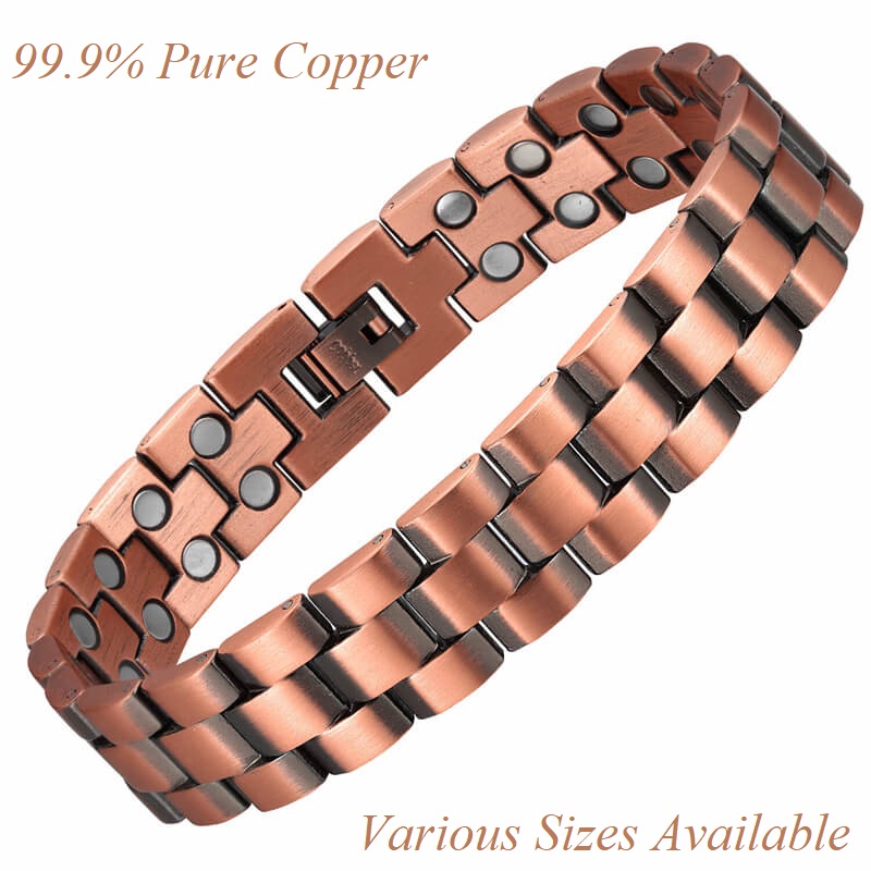 0.6" Wide Solid Copper Magnetic Therapy Bracelet Men and Women Magnetic Bracelet #CMB001