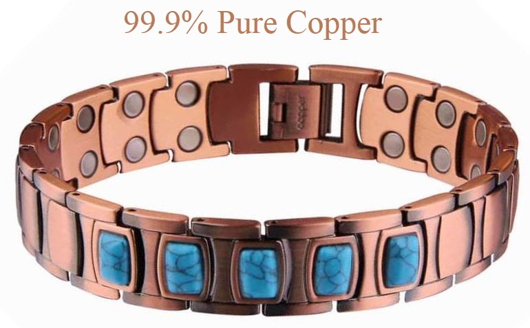 Turquoise Solid Copper Magnetic Bracelet Copper Bracelet #CMB012