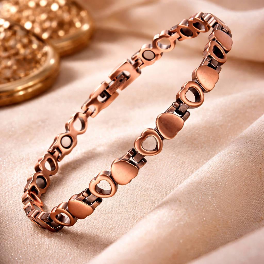 Pure Copper Heart Bracelet – Little Hearts Link Design #CMB015