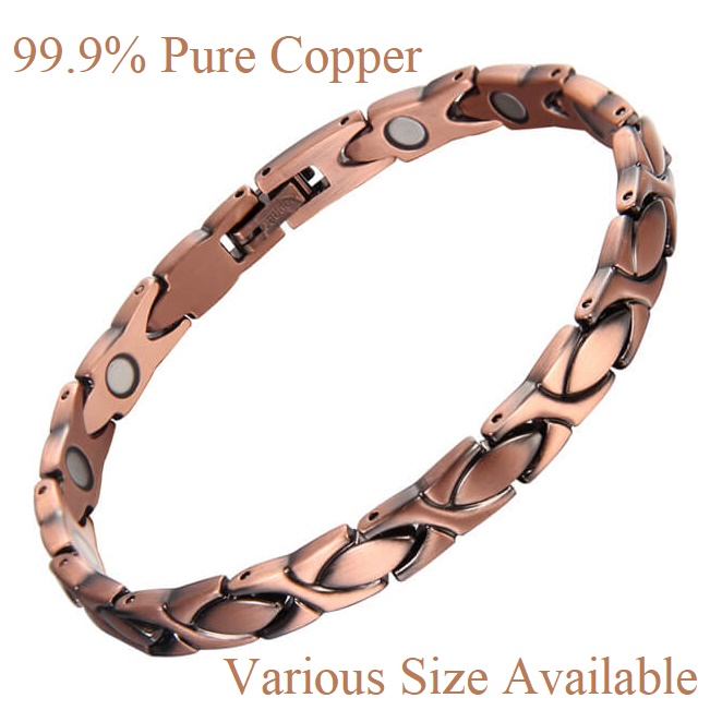 XOX Solid Copper Magnetic Bracelet Cross Copper Bracelet with #CMB019
