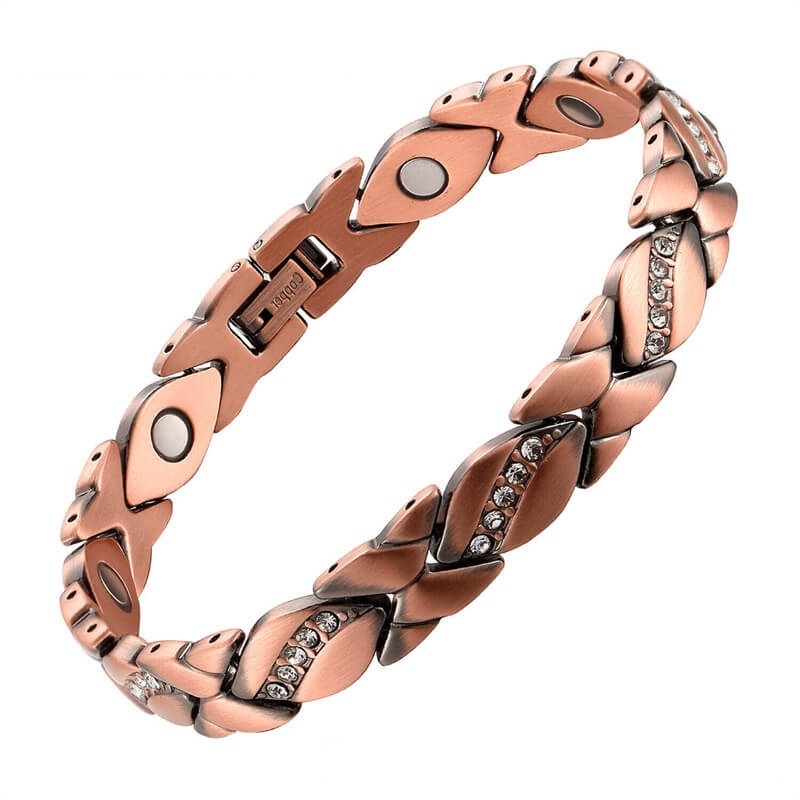 Copper Magnetic Bracelet with Rhinestones for Women | Wellness Gift #CMB020