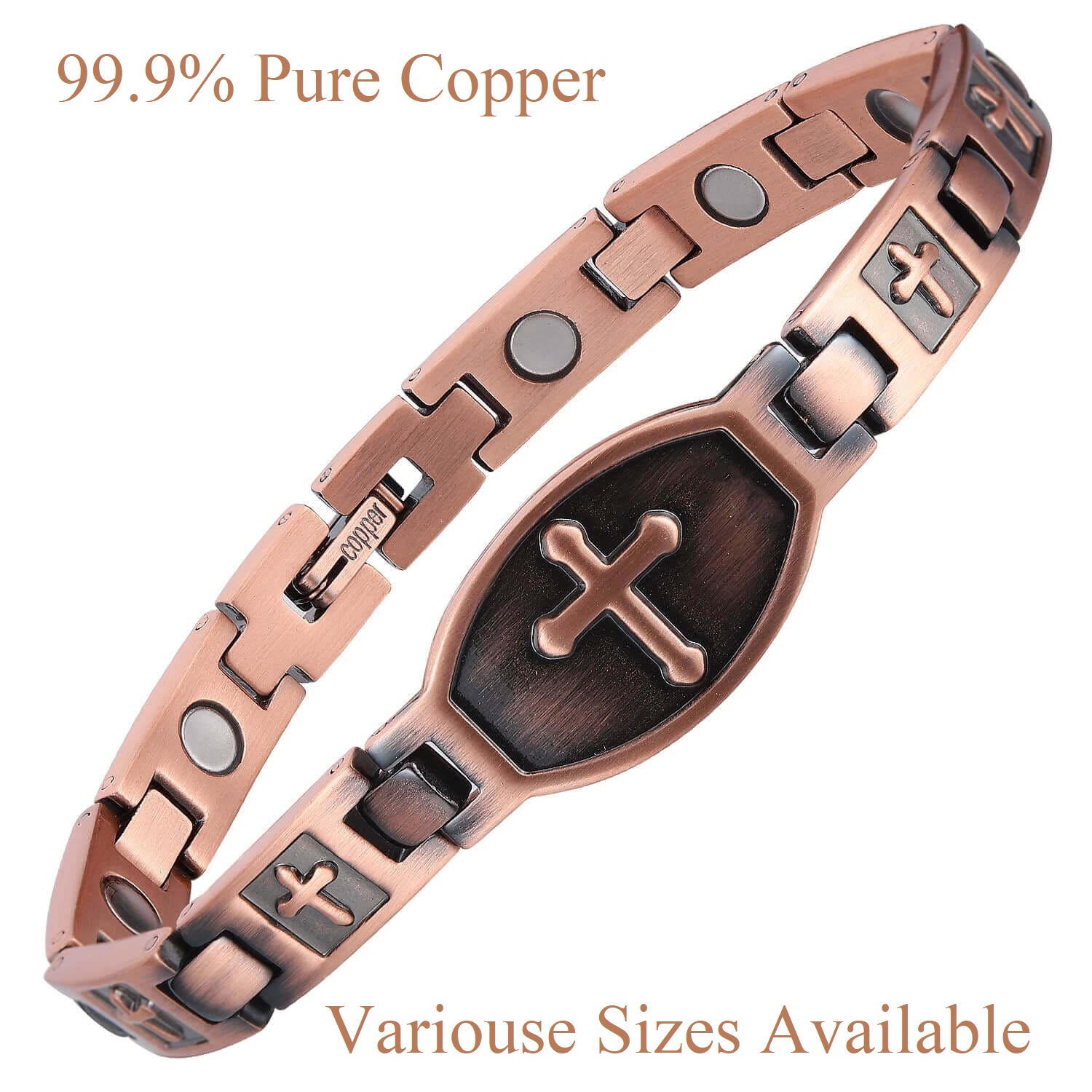 Armor Cross Solid Copper Magnetic Bracelet Copper Bracelet #CMB024A