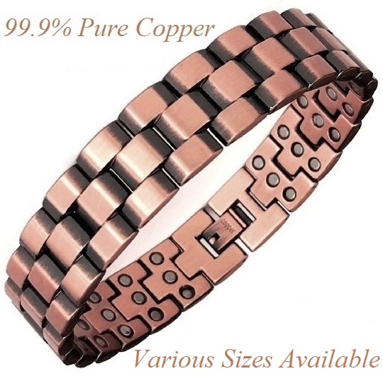 15mm Wide Solid Copper Magnetic Bracelet Squares Cross Bracelet #MCB001A