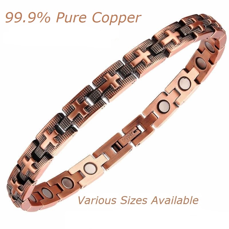 Solid Copper Magnetic Bracelet Cross Copper Bracelet with #MCB032
