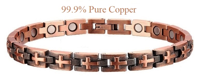 Solid Copper Magnetic Bracelet Cross Copper Bracelet with #MCB032
