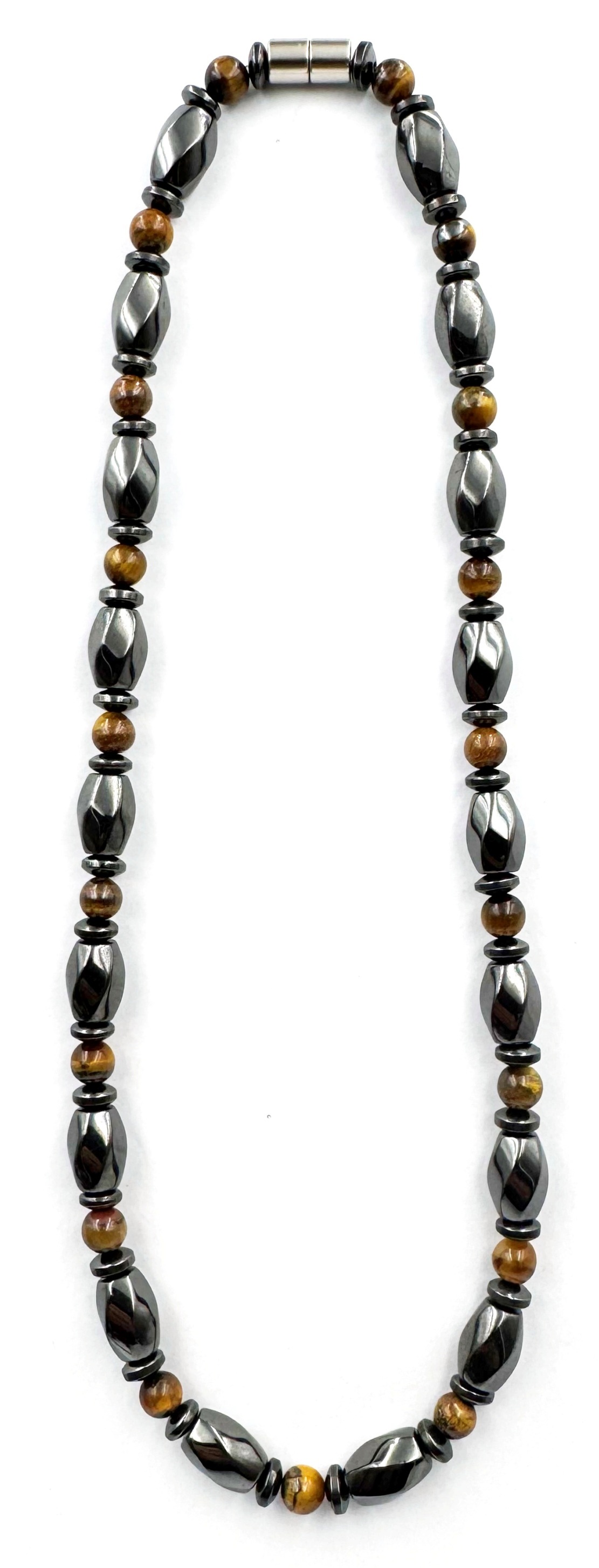 Magnetic Necklace with Real Tiger-eye Stone Beads #MHN-400
