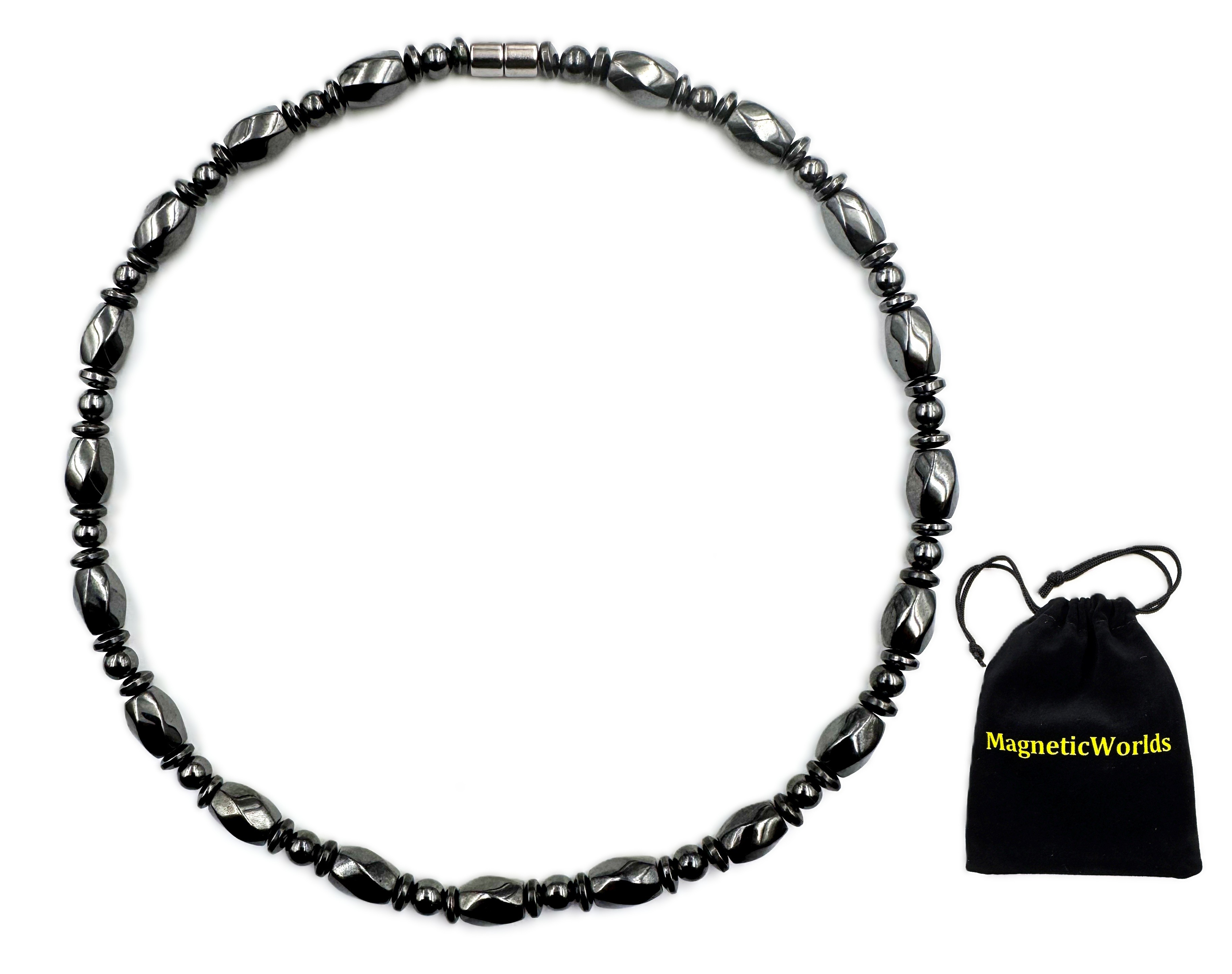 Black Twist Magnetic Necklace Hematite Magnetic Beads for Men and Women #MHN-402