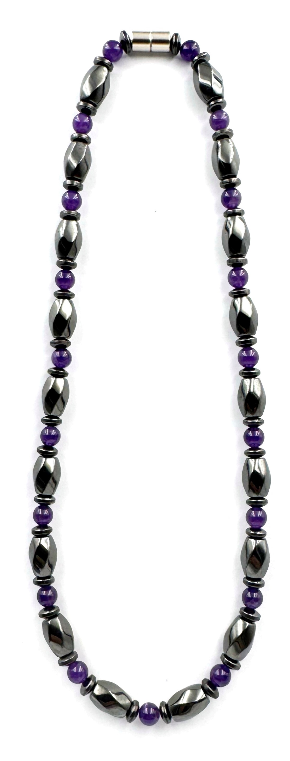 Magnetic Necklace with Real Amethyst Stone Beads #MHN-403