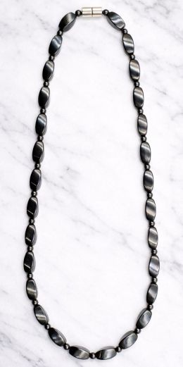 Hematite Magnetic Necklace with Twisted Magnetic Beads #MHN411