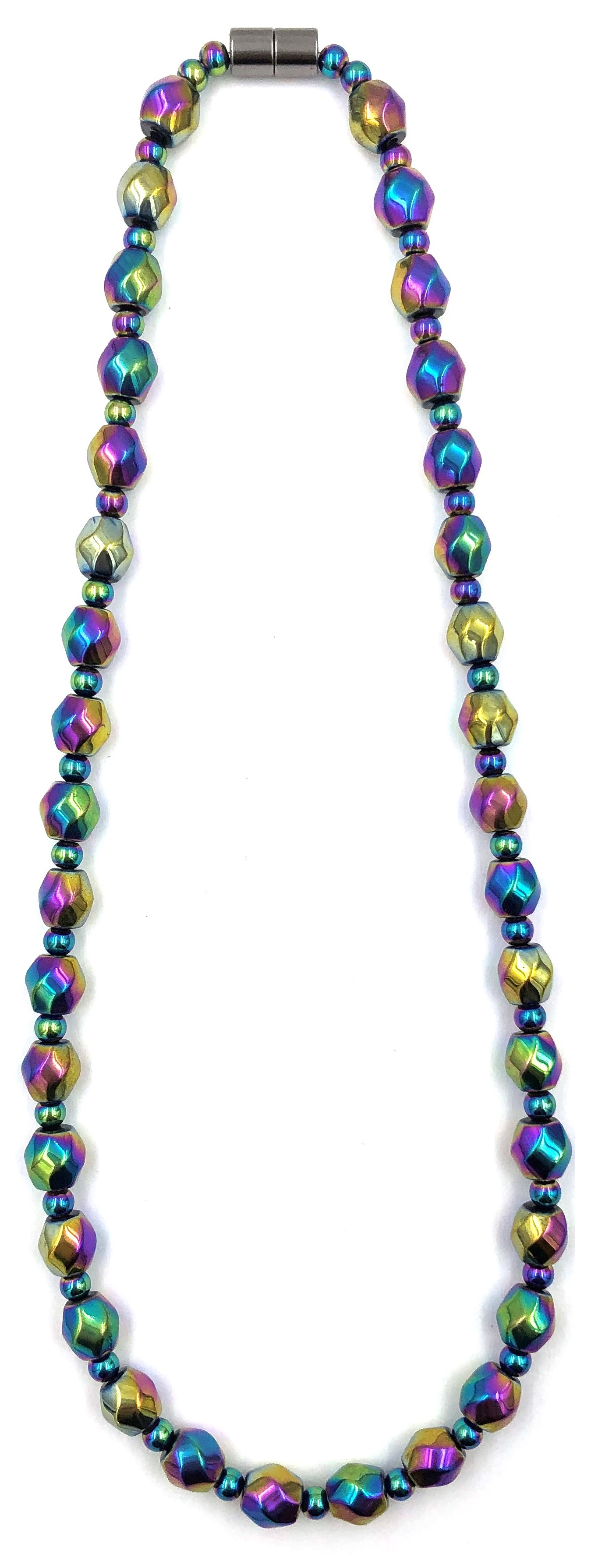 Rainbow Magnetic Necklace with Round Faceted Beads #MHN-416