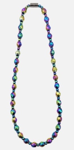 Iridescent Magnetic Necklace with Round, Faceted Hematite Magnetic Beads #MHN416