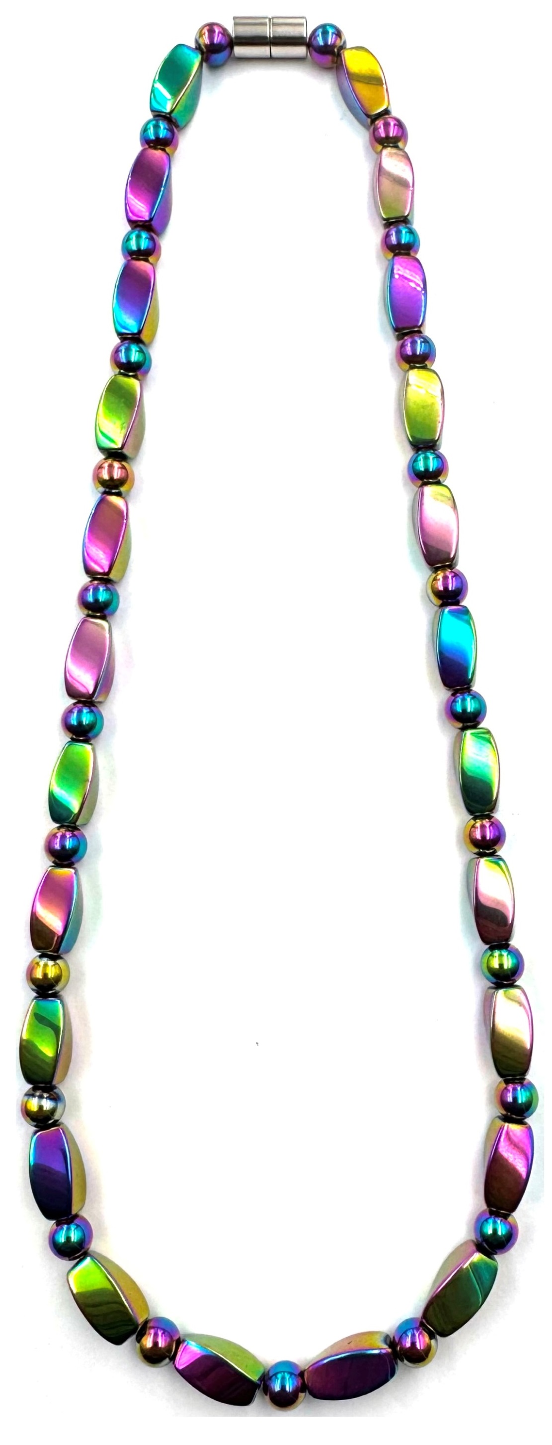 Rainbow Magnetic Necklace with Twisted Beads #MHN-416