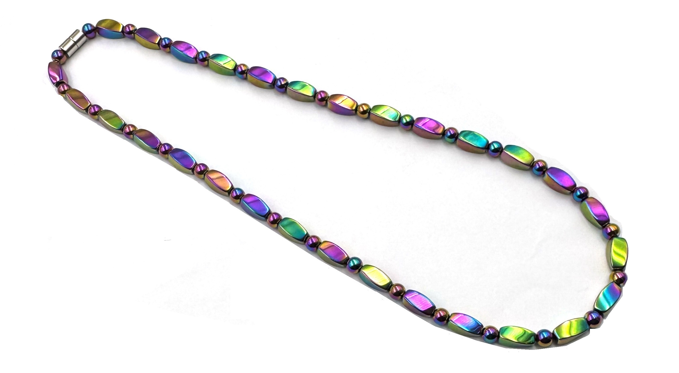 Rainbow Magnetic Necklace with Twisted Beads #MHN-416