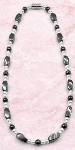 Hematite Magnetic Necklace with Pearl and Magnetic Hematite Beads for Women #MHN420