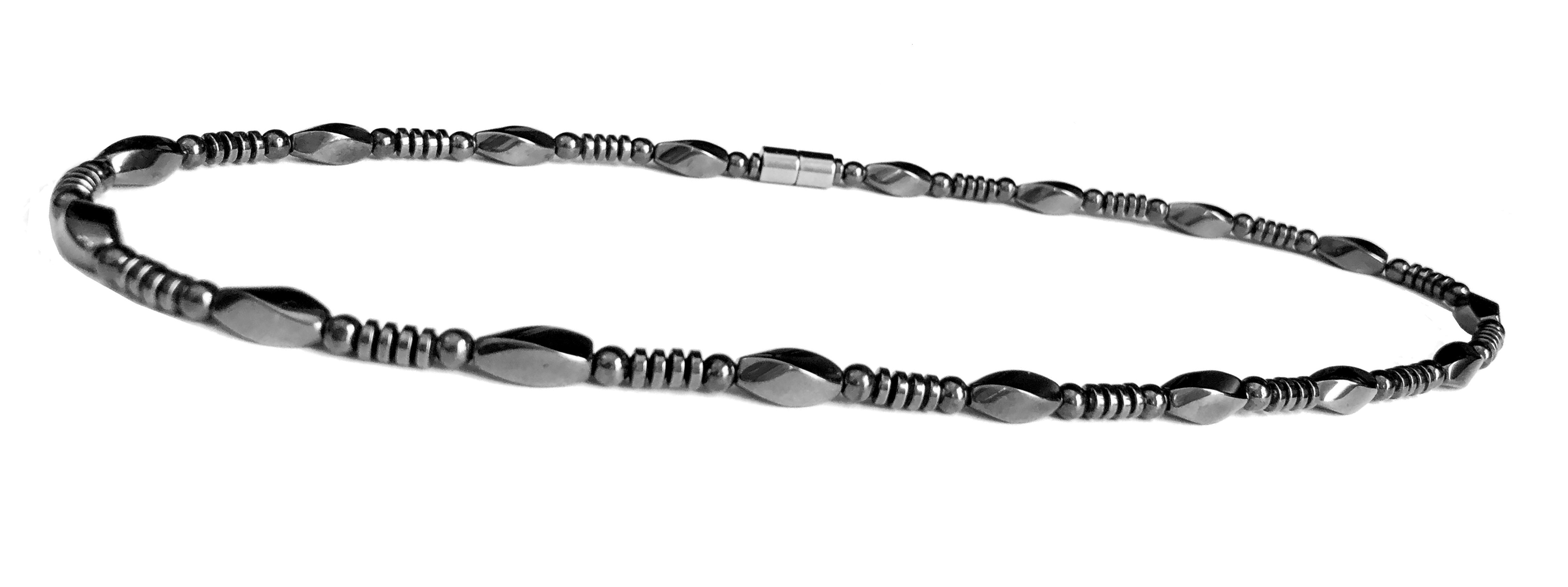 All Black Magnetic Necklace with Round Faceted Beads #MHN-422