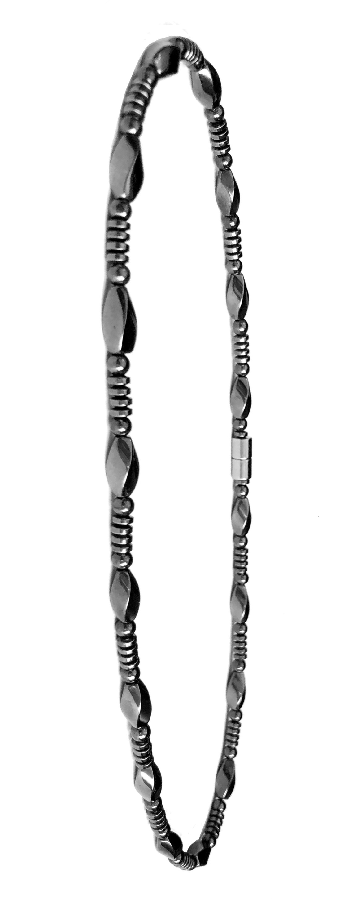 All Black Magnetic Necklace with Round Faceted Beads #MHN-422
