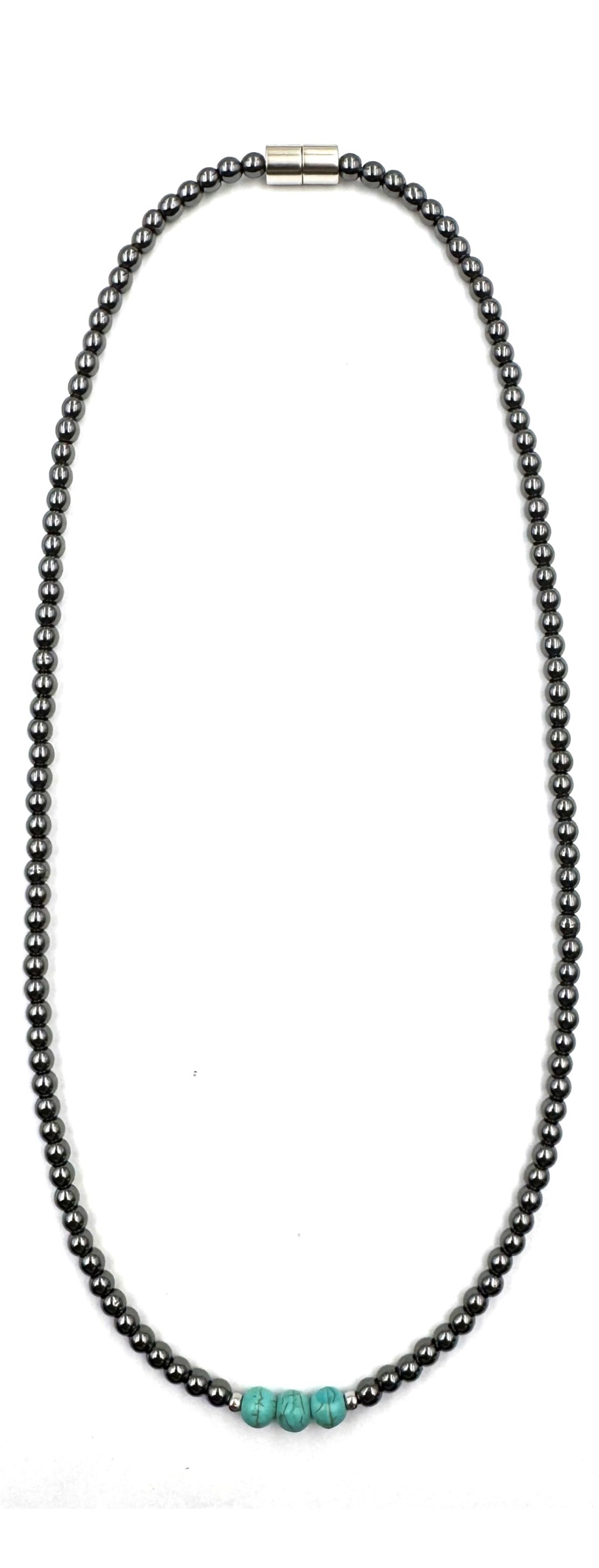 Elegant 4mm Magnetic Necklace withTurquoise Beads #MHN-425