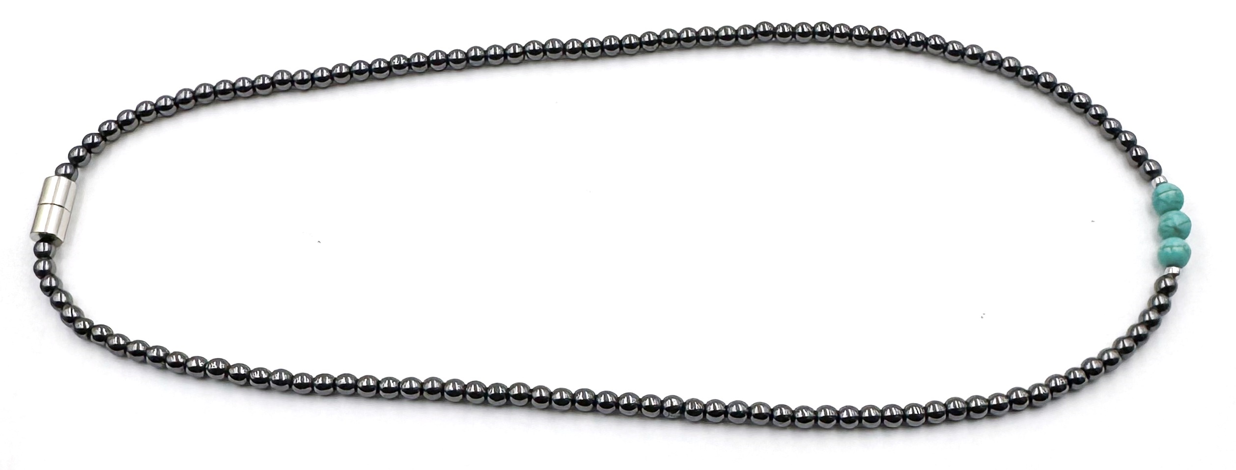 Elegant 4mm Magnetic Necklace withTurquoise Beads #MHN-425