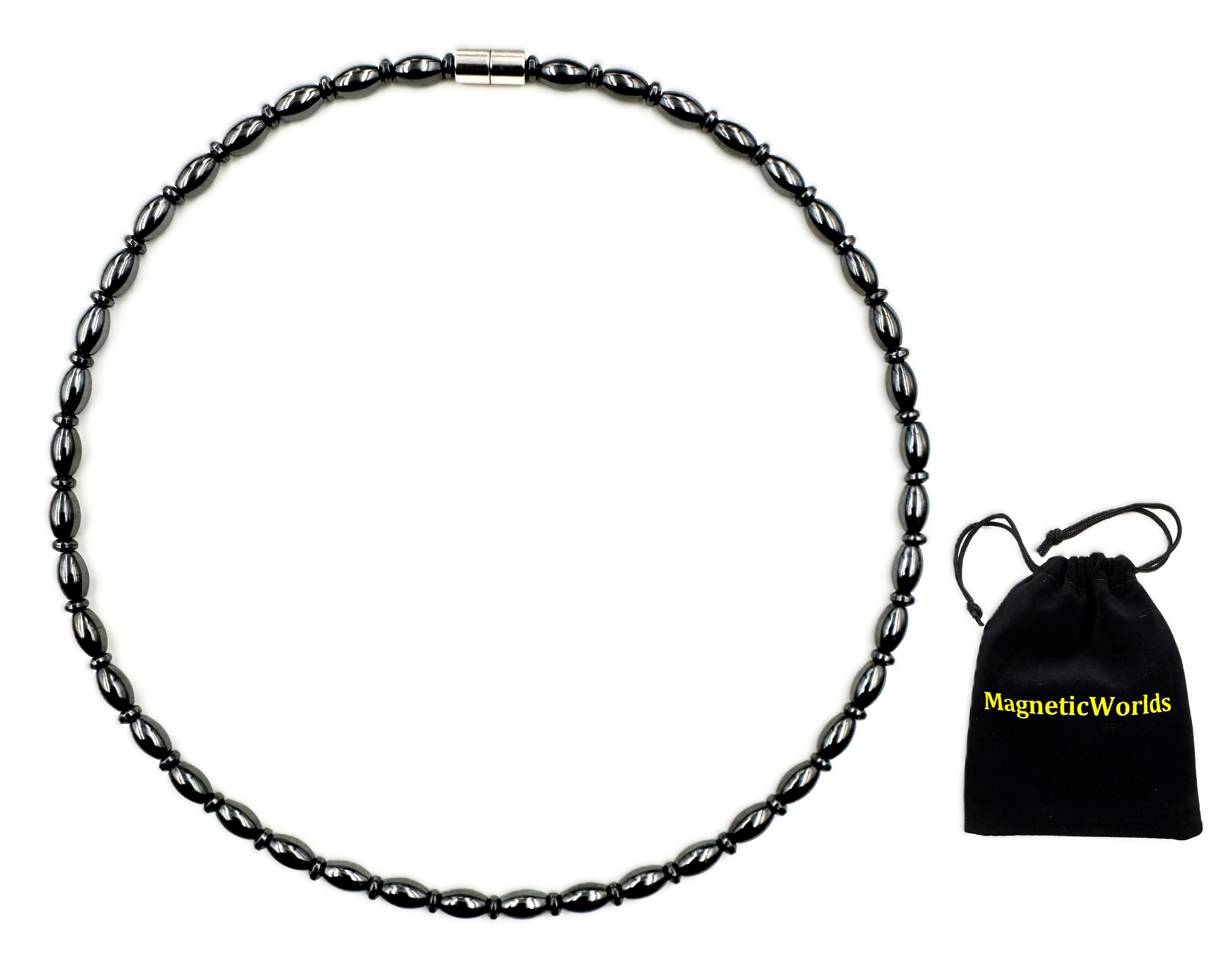 Little Oval, Rondelle Hematite Magnetic Necklace #MHN-426