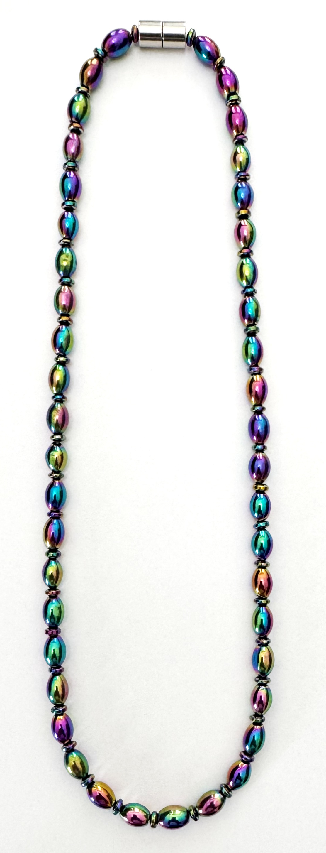 Rainbow Little Oval Hematite Magnetic Necklace #MHN-427