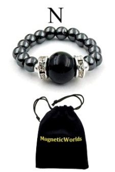 Black Onyx Hematite Magnetic Ring with Neodymium Magnetic Beads #MBR101BO