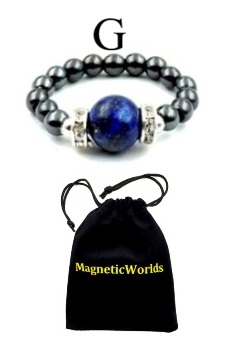 Lapis Lazuli Hematite Magnetic Ring with Neodymium Magnetic Beads #MBR101LA