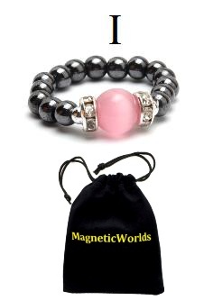 Pink Cats-Eye Hematite Magnetic Ring with Neodymium Magnetic Beads #MBR101Pi